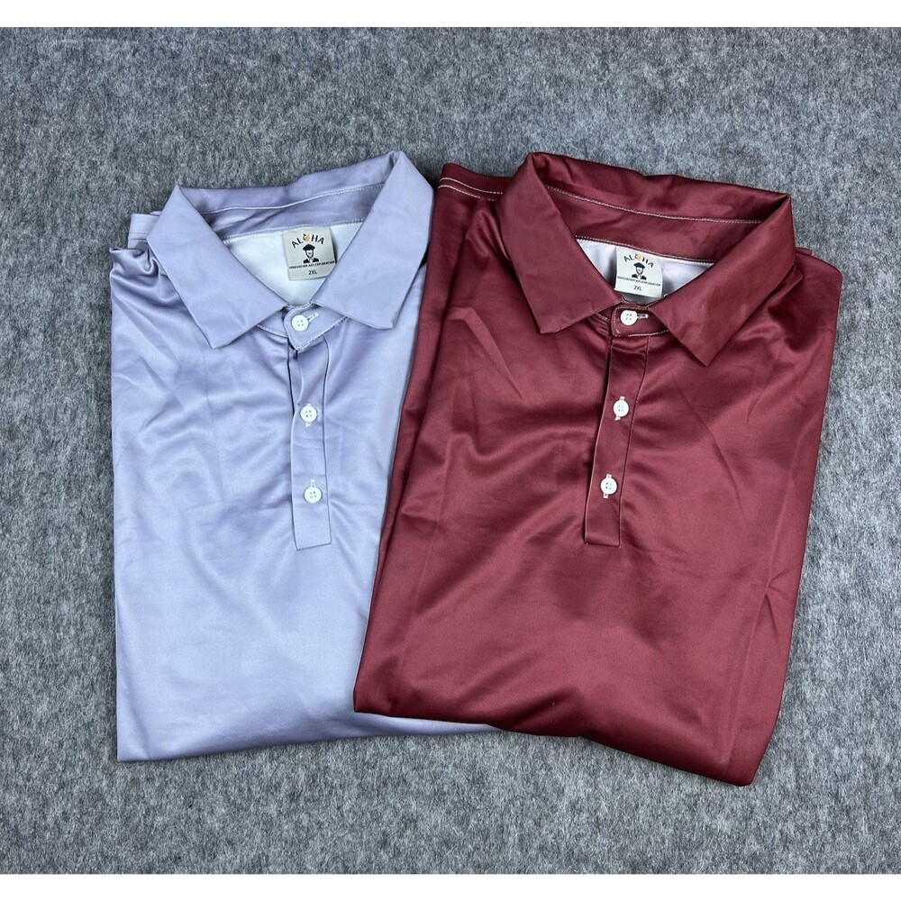 Lot of 2 Aloha Brand Men's Performance Polo Shirt Lightweight Golf Casual Sz 2XL